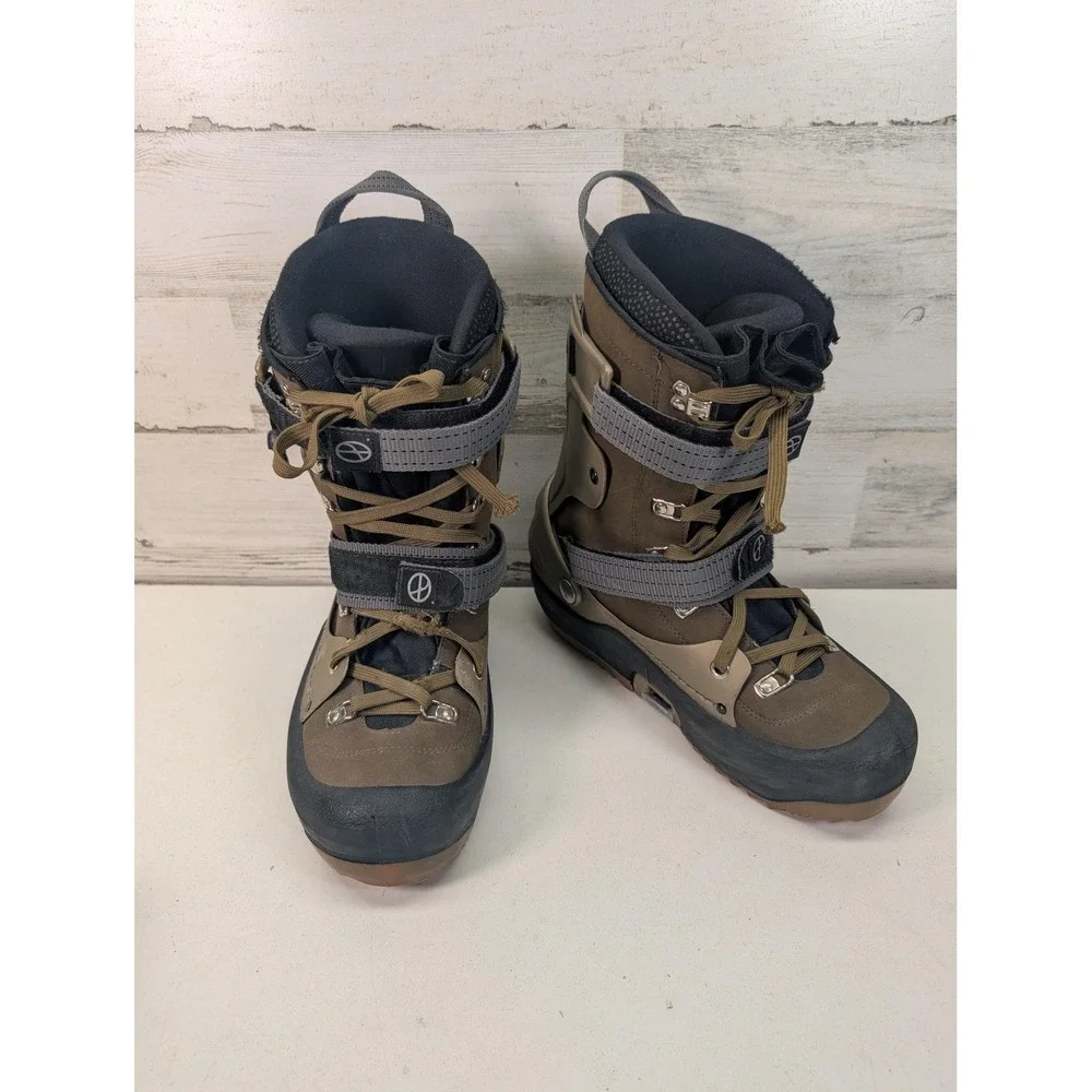 Marker Step-In Snowboard Boots Mens 10 US 43 EU Brown Lace‎ Up Straps Step In